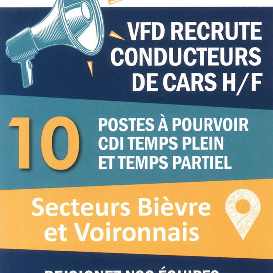 flyer de recrutement de l'entreprise vfd pour 10 postes de conducteurs de car