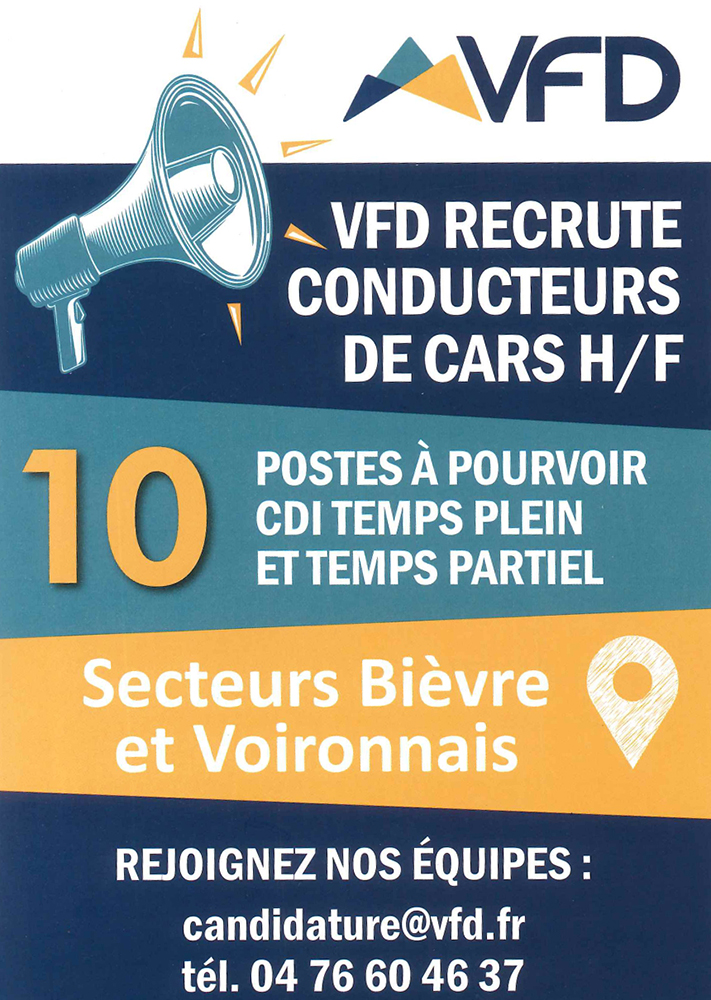 flyer de recrutement de l'entreprise vfd pour 10 postes de conducteurs de car