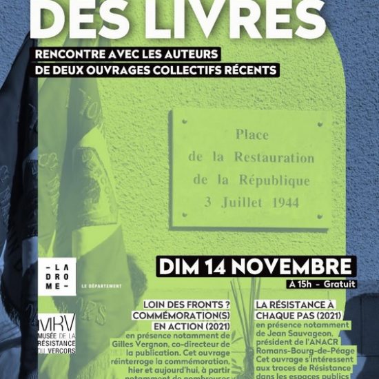 affiche de l'événement autour des livres, dimanche 14 novembre au musée départmental de la résistance du vercors