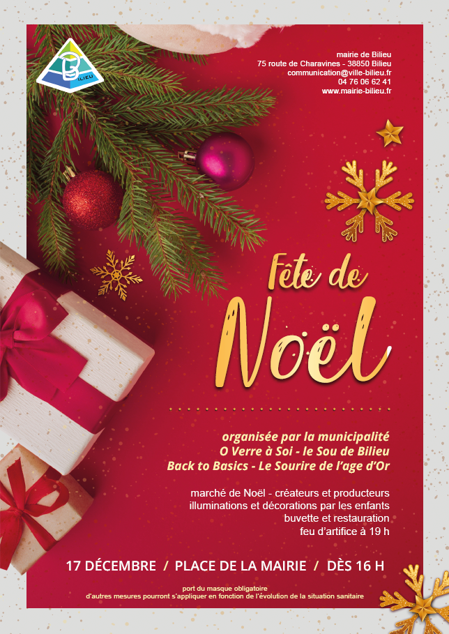 affiche de la fete de Noël de Bilieu le 17 décembre 2021